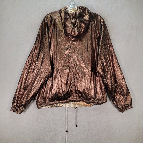 BLANK NYC Reversible Copper Gold Hooded Metallic Good Vibrations Bomber Jacket - Picture 9 of 16